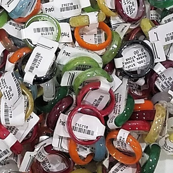 100 RINGS Resale Bundle mixed stone glass hematite stainless enamel mix sizes - Picture 9 of 14